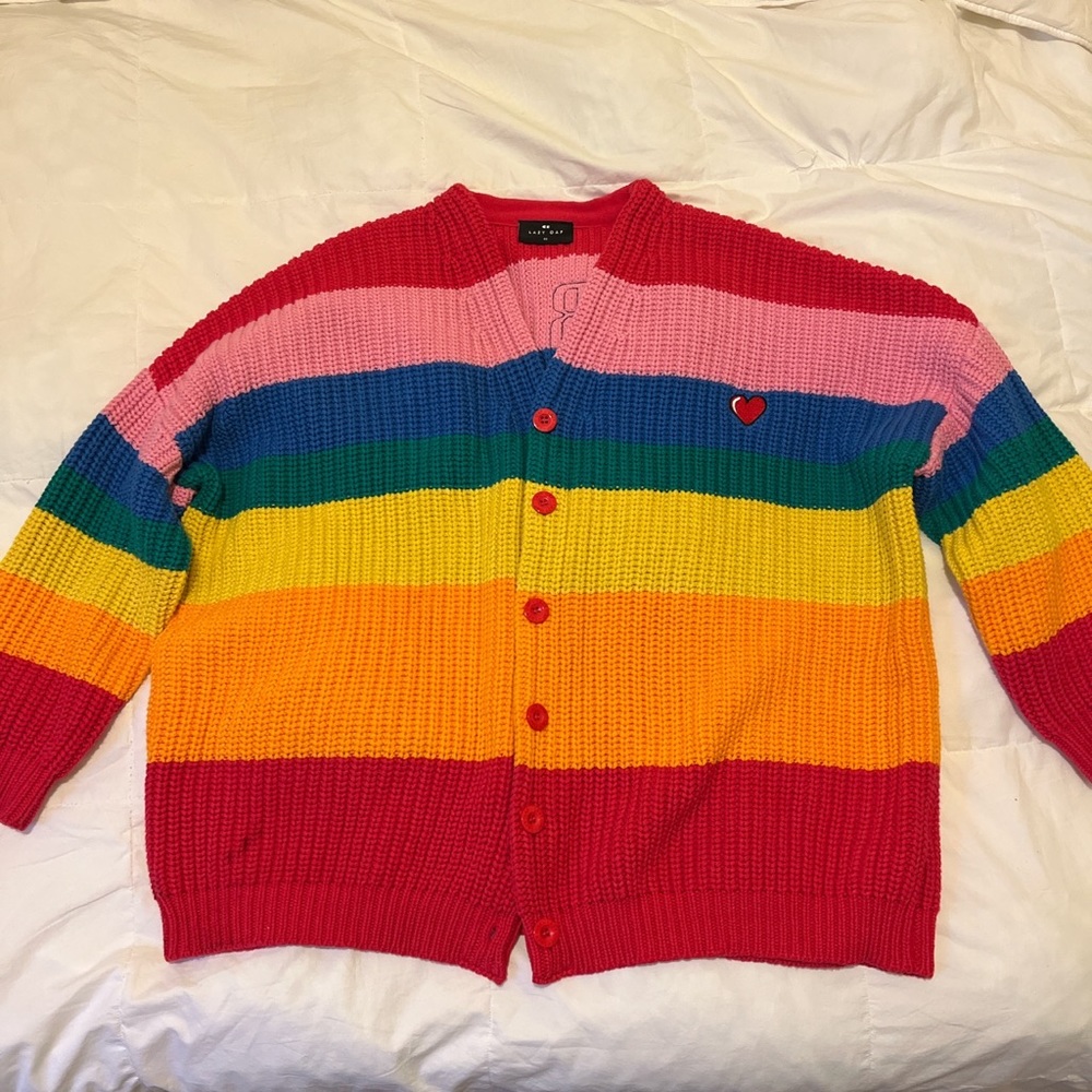 Lazy oaf rainbow knit cardigan